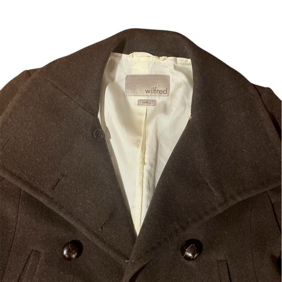 Wilfred Dark Mocha Brown Wool Cashmere Double-Breasted Pea Coat - Picture 6 of 11